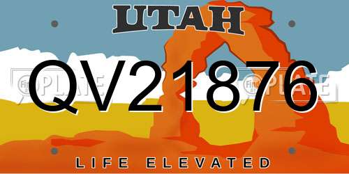 QV21876 Utah License Plate