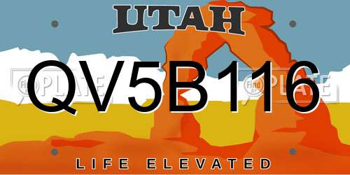 QV5B116 Utah License Plate