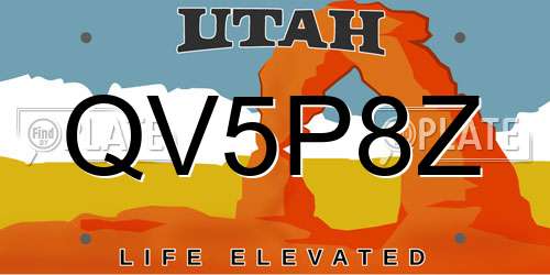 QV5P8Z Utah License Plate