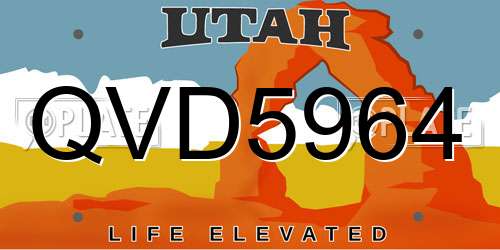 QVD5964 Utah License Plate