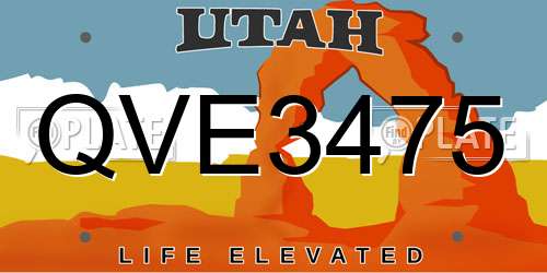 QVE3475 Utah License Plate
