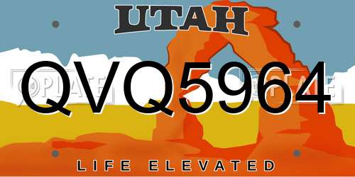 QVQ5964 Utah License Plate