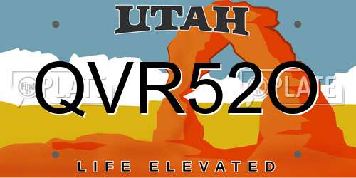 QVR52O Utah License Plate