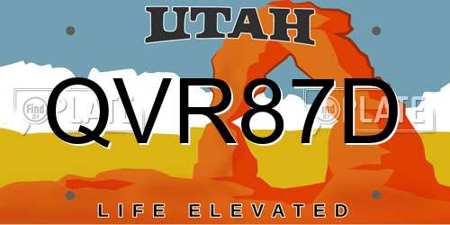 QVR87D Utah License Plate