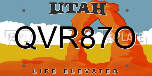 QVR87O Utah License Plate