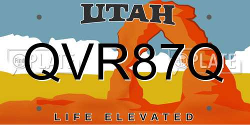 QVR87Q Utah License Plate