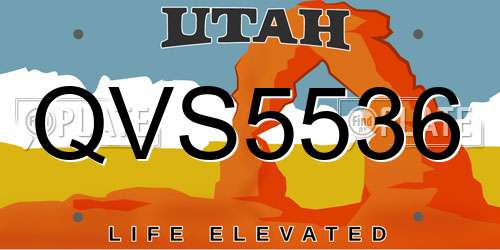 QVS5536 Utah License Plate