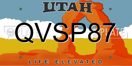 QVSP87 Utah License Plate