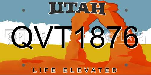 QVT1876 Utah License Plate