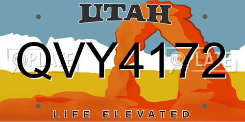 QVY4172 Utah License Plate