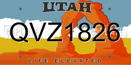 QVZ1826 Utah License Plate