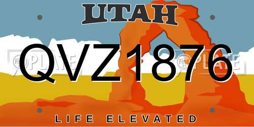 QVZ1876 Utah License Plate