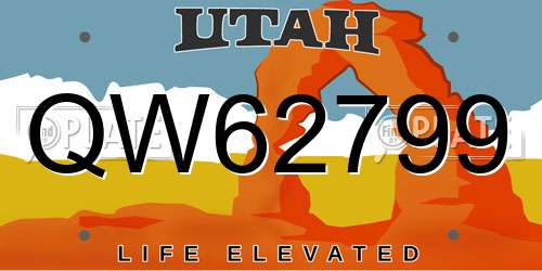 QW62799 Utah License Plate