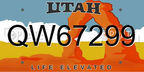 QW67299 Utah License Plate