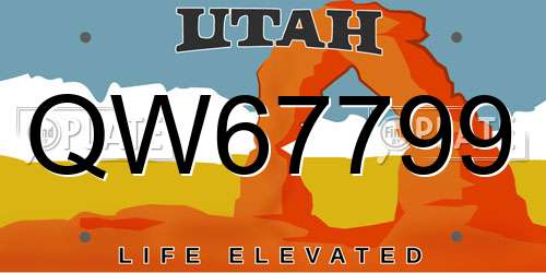 QW67799 Utah License Plate
