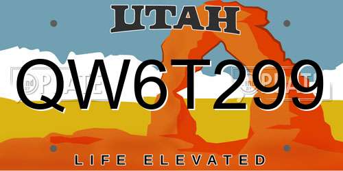 QW6T299 Utah License Plate