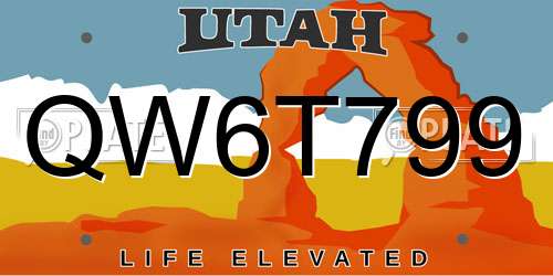 QW6T799 Utah License Plate