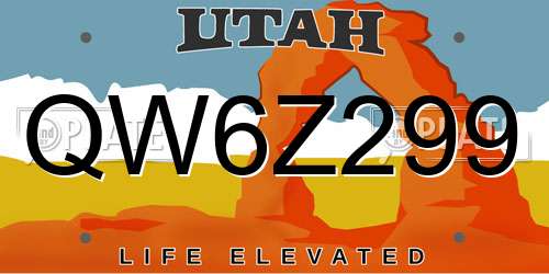 QW6Z299 Utah License Plate