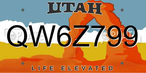 QW6Z799 Utah License Plate