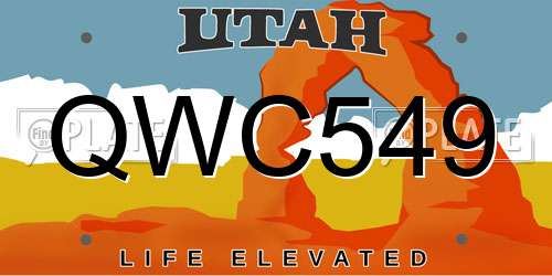QWC549 Utah License Plate