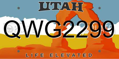 QWG2299 Utah License Plate