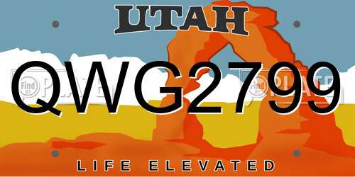 QWG2799 Utah License Plate