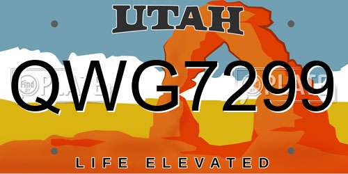 QWG7299 Utah License Plate