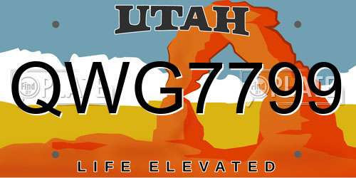 QWG7799 Utah License Plate