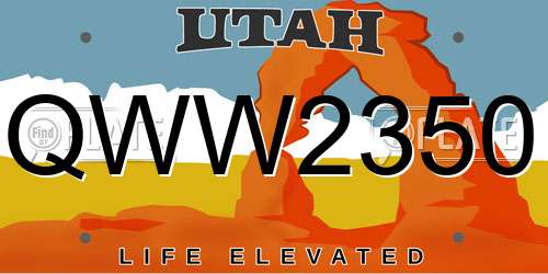 QWW2350 Utah License Plate