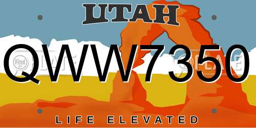 QWW7350 Utah License Plate