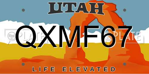 QXMF67 Utah License Plate