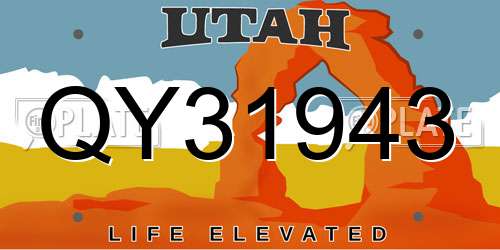 QY31943 Utah License Plate