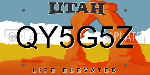 QY5G5Z Utah License Plate