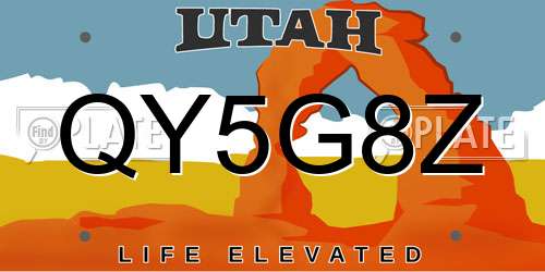 QY5G8Z Utah License Plate