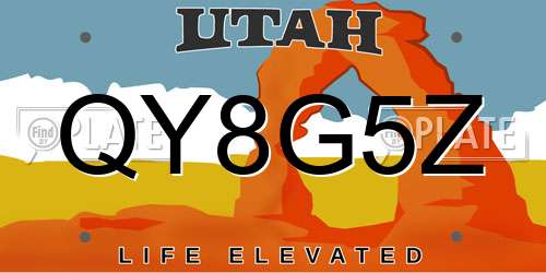 QY8G5Z Utah License Plate
