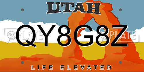 QY8G8Z Utah License Plate
