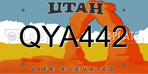QYA442 Utah License Plate