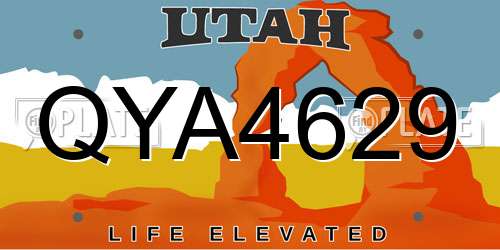 QYA4629 Utah License Plate