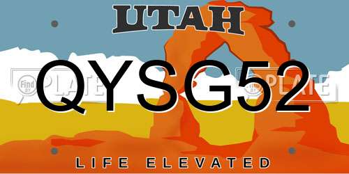 QYSG52 Utah License Plate
