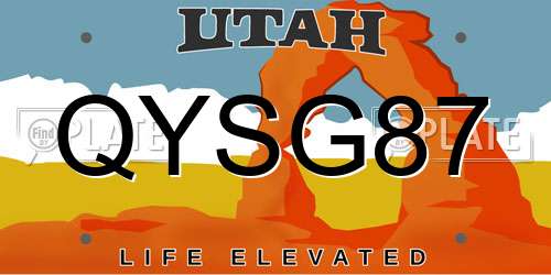 QYSG87 Utah License Plate