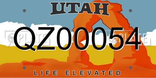 QZ00054 Utah License Plate