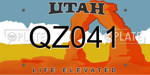 QZ041 Utah License Plate