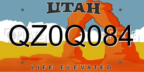 QZ0Q084 Utah License Plate