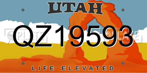 QZ19593 Utah License Plate