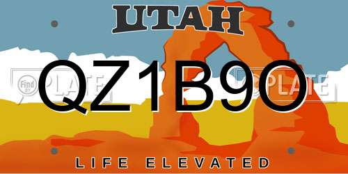 QZ1B9O Utah License Plate