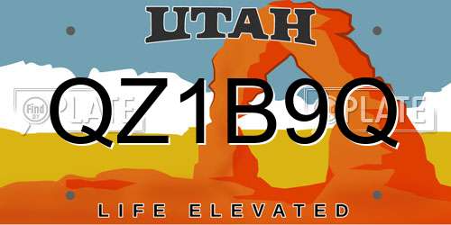 QZ1B9Q Utah License Plate