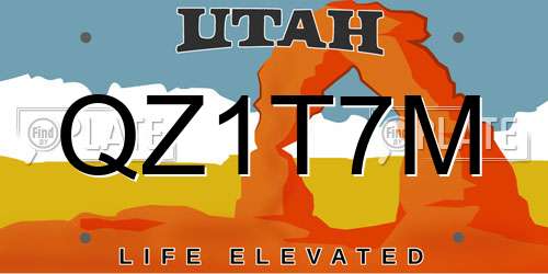 QZ1T7M Utah License Plate