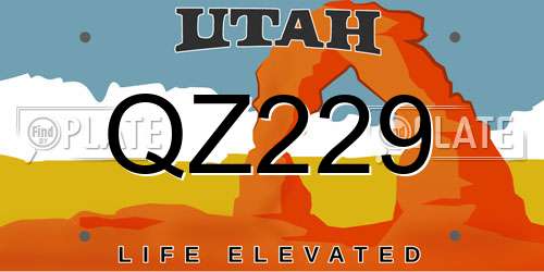 QZ229 Utah License Plate