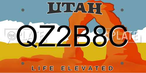 QZ2B8C Utah License Plate