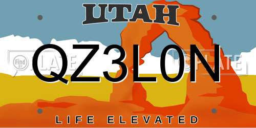 QZ3L0N Utah License Plate
